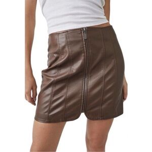 Free People Brown Leather Mini Skirt NWOT